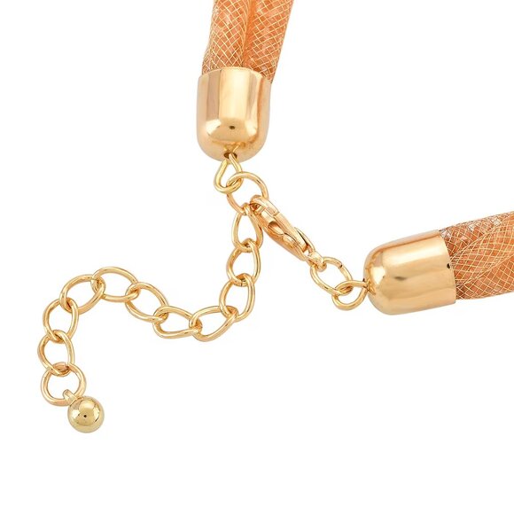 NWT Champagne Color Austrian Crystal Twisted Double Row Bracelet Goldtone - Picture 7 of 7